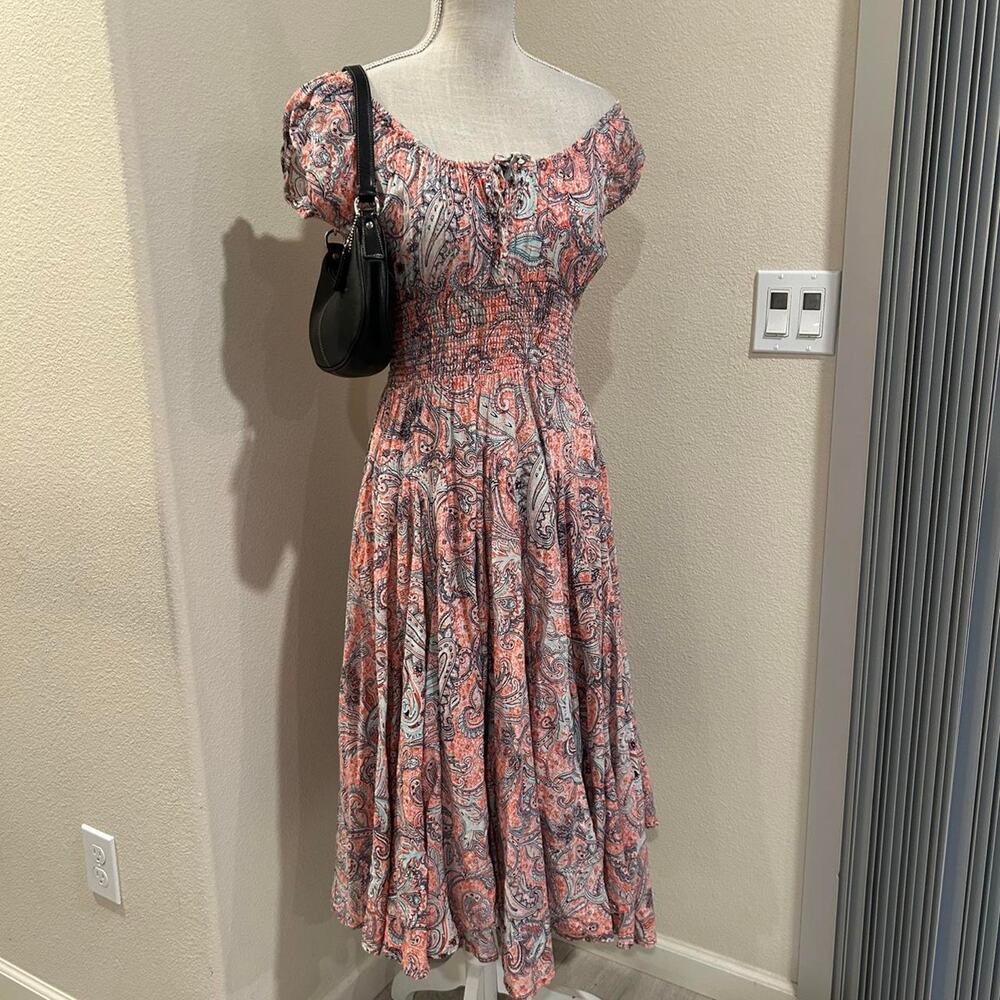 Chelsea & Theodore cotton paisley cotton midi dress. Size small